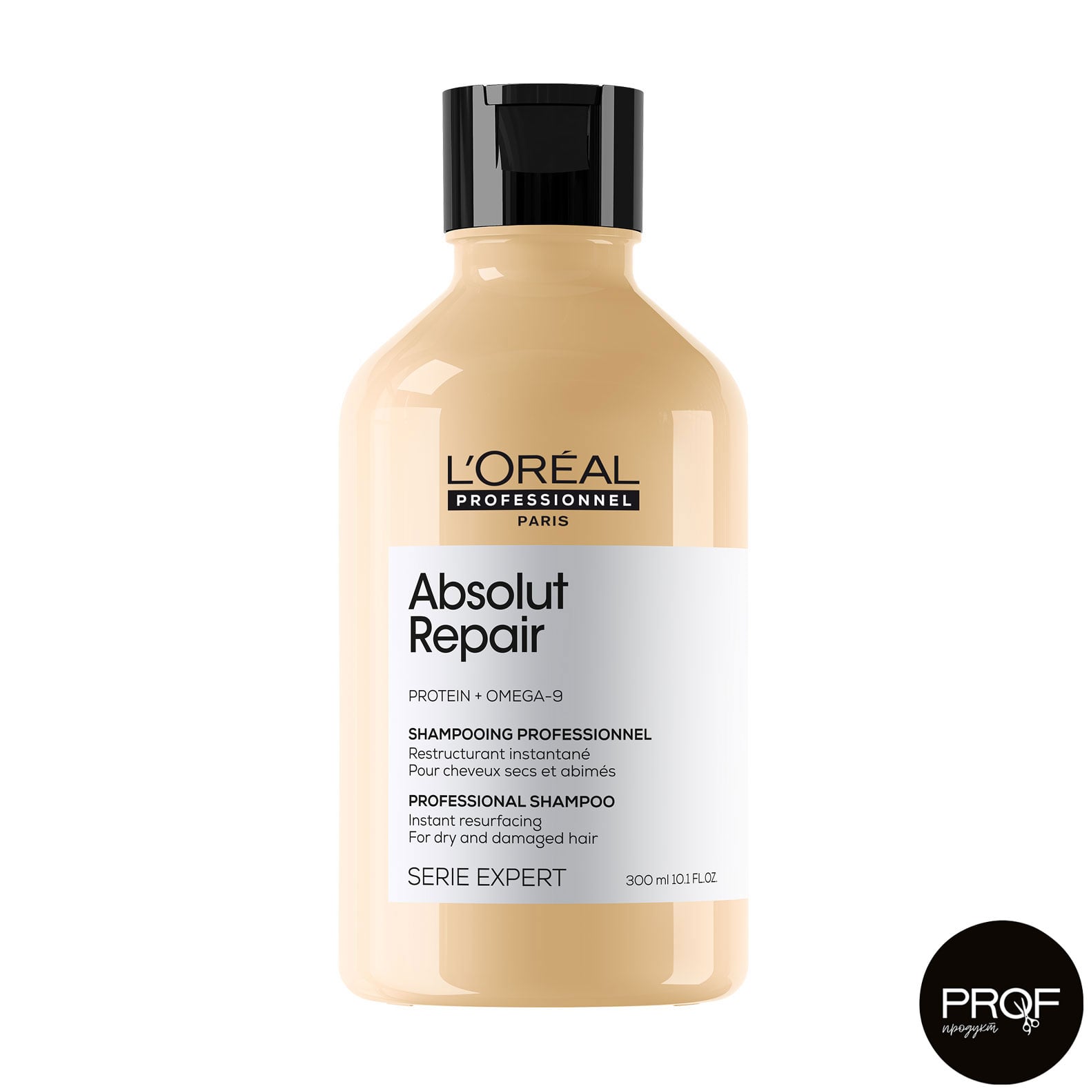 Шампунь для інтенсивного відновлення пошкодженого волосся L'Oreal Professionnel Serie Expert Absolut Repair Gold Quinoa + Protein Shampoo, 300 мл